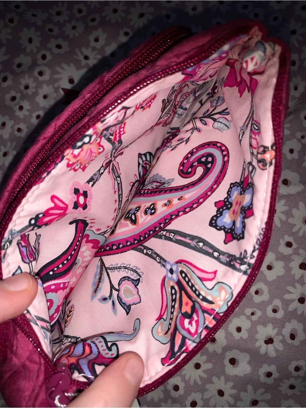 Vera Bradley Velvet Quilted Cosmetic Pouch in Deep Plum